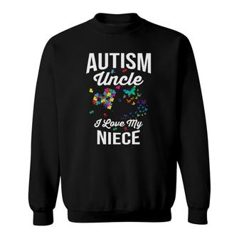 Autism Uncle I Love My Niece Puzzle Butterfly Sweatshirt | Mazezy