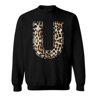 Awesome Letter U Initial Name Leopard Cheetah Print Sweatshirt | Mazezy UK