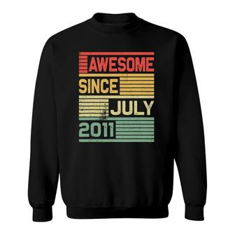 Awesome Since July 2011 Vintage 10Th Birthday Gift Kid Sweatshirt | Mazezy