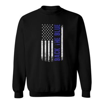 Back The Blue American Flag Raw Edge Sweatshirt | Mazezy