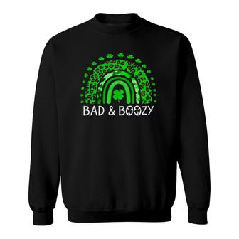 Bad And Boozy St Patrick's Day Rainbow Drinking Gift Sweatshirt | Mazezy