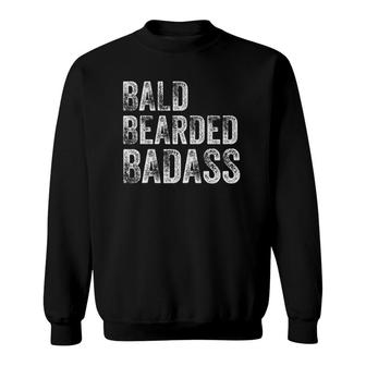 Bald Bearded Badass Bald Guy Dad Sweatshirt | Mazezy