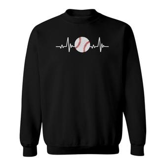 Baseball Lover Heartbeat Vintage Retro Baseball Player Sweatshirt | Mazezy