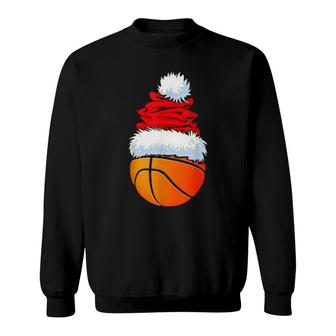 Basketball Ball Santa Hat Christmas Sport Xmas Boys Sweatshirt | Mazezy