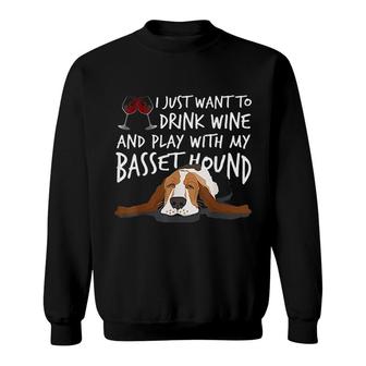 Basset Hound Wine And Play Sweatshirt | Mazezy