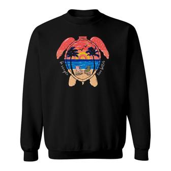 Be Simple Live Better Turtle Beach Palm Trees Sunset Vintage Sweatshirt | Mazezy