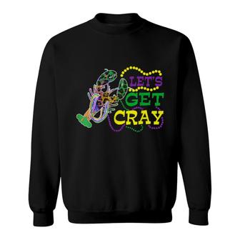 Beads Bling Let's Get Cray Dabbing Crawfish Mardi Gras 2022 Sweatshirt | Mazezy DE