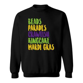 Beads Parades Crawfish King Cake Mardi Gras Carnival Gift Sweatshirt | Mazezy