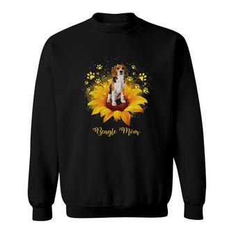 Beagle Mom Sunflower With Dog Paw Mother's Day Sweatshirt | Mazezy CA