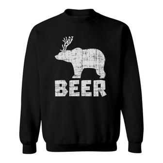 Bear Deer Beer Funny Drinking Hunting Camping Dad Uncle Gift Sweatshirt | Mazezy