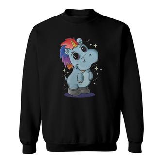 Beautiful Rainbow Hippo Unicorn Gift Sweatshirt | Mazezy