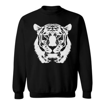Beautiful Wild White Tiger Big Cat Animal Art Illustration Sweatshirt | Mazezy