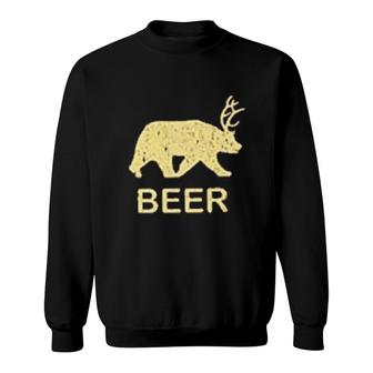 Beer Bear Deer Crossing Funny Sweatshirt | Mazezy
