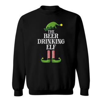 Beer Drinking Elfs Family Group Christmas Party Pajama Sweatshirt | Mazezy