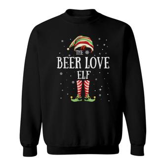 Beer Love Elf Matching Family Group Christmas Party Pajama Sweatshirt | Mazezy
