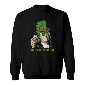 Ben Drankin Funny Green Shamrock St Patricks Day Sweatshirt | Mazezy