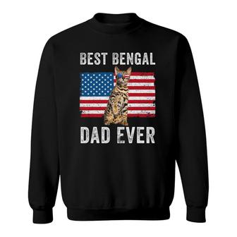 Bengal Dad American Flag Bengal Cat Lover Owner Kitty Kitten Sweatshirt | Mazezy