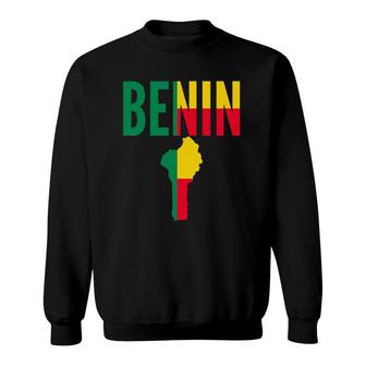 Beninese Gift Benin Country Map Flag Sweatshirt | Mazezy