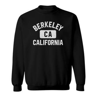 Berkeley Ca California Gym Style Distressed White Print Sweatshirt | Mazezy