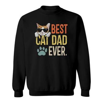 Best Cat Dad Ever Funny Retro Cat Lover Fathers Day Sweatshirt | Mazezy