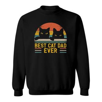 Best Cat Dad Ever Vintage Retro Style Black Cats Lover Sweatshirt | Mazezy