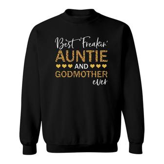 Best Freakin' Auntie And Godmother Ever Lepard Print Sweatshirt | Mazezy