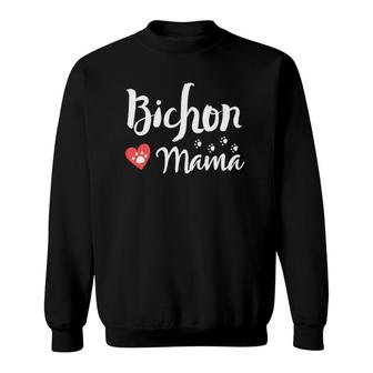 Bichon Mama Bichon Frise Mom Dog Lover Heart Sweatshirt | Mazezy