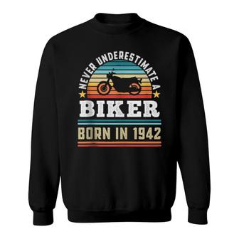 Biker Born 1942 80Th Birthday Motorbike Sweatshirt | Mazezy