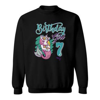Birthday Girl 7 7Th Birthday Mermaid Fish Tail Deep Sea Mermaid Sweatshirt | Mazezy