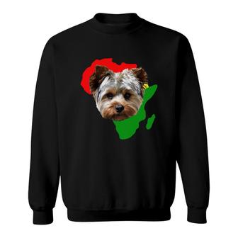 Black History Month African Map Yorkshire Terrier Gift For Pet Lovers Proud Black Sweatshirt | Mazezy