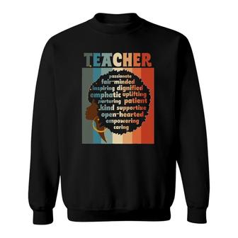 Black History Woman Teacher Afro Retro Black History Month Sweatshirt | Mazezy