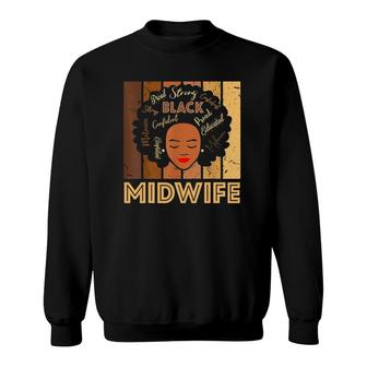 Black Midwife Strong Afro African American Sweatshirt | Mazezy