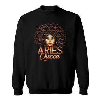 Black Women Afro Hair Art Aries Queen February Birthday Sweatshirt | Mazezy