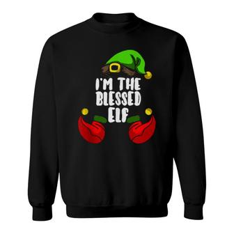 Blessed Elf Matching Family Group Christmas Party Pajama Sweatshirt | Mazezy