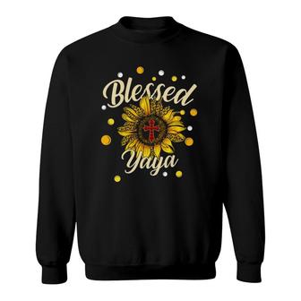 Blessed Yaya Cross Sunflower Mother's Day Sweatshirt | Mazezy AU