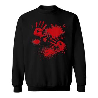 Blood Hands Blood Splatter Happy Halloween Sweatshirt | Mazezy