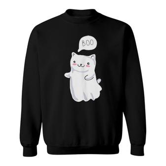 Boo Halloween Cat Costume Gift Boo Cat Idea Sweatshirt | Mazezy