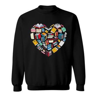 Book Lover Heart Shape Reading Club Librarian Library Gift Sweatshirt - Thegiftio UK