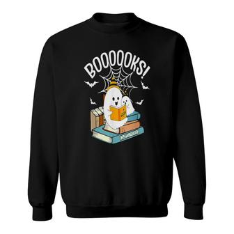 Booooks Ghost Read Books Halloween Sweatshirt | Mazezy