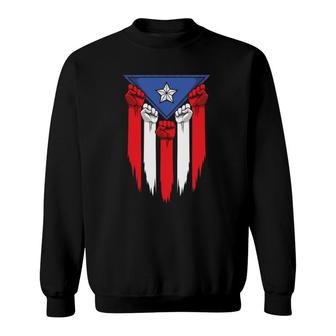 Boricua Fists Puerto Rico Flag Proud Puerto Rican Sweatshirt | Mazezy