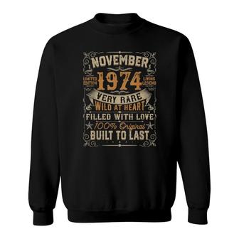 Born In November 1974 47Th Birthday Retro 47 Years Old Sweatshirt | Mazezy