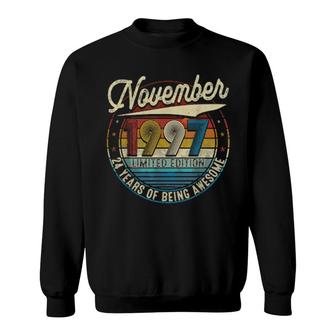 Born In November 1997 24 Yrs Vintage 24Th Birthday Sweatshirt | Mazezy