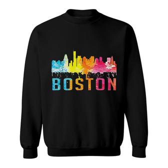 Boston Massachusetts Retro Watercolor Sweatshirt | Mazezy