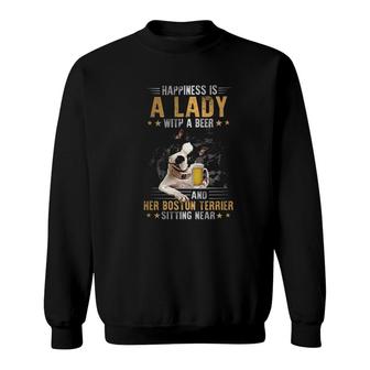 Boston Terrier A Lady With A Beer Sweatshirt | Mazezy