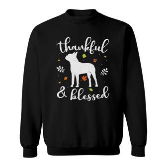Boston Terrier Thanksgiving Dog Thankful Blessed Mom Gift Sweatshirt | Mazezy