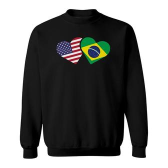 Brazil Usa Flag Heart Brazilian Americans Love Cute Sweatshirt | Mazezy