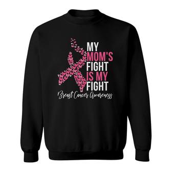 Breast Cancer Pink Ribbon Butterfly Mom's Fight Is My Fight Sweatshirt | Mazezy
