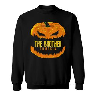 Brother Pumpkin Matching Family Group Halloween Party Boys Sweatshirt | Mazezy