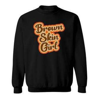 Brown Skin Girl Brown Retro Vintage Style Graphic Girls Sweatshirt | Mazezy