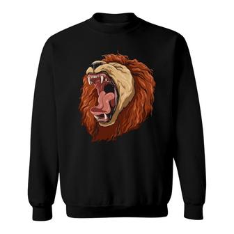 Brüllende Löwenmähne Wildtiere Unersättlich Langarm Sweatshirt | Mazezy